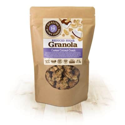 Healing Home Foods Reduced Sugar Cashew Coconut Crunch